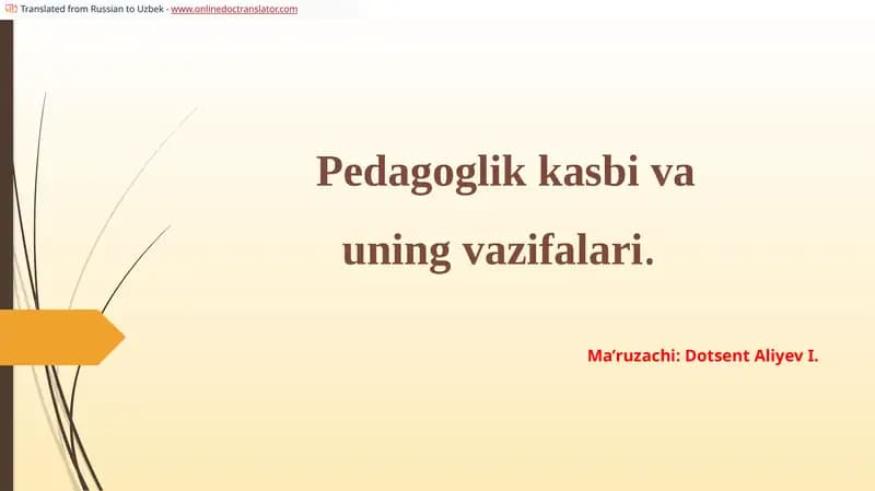 Pedagoglik kasbi va uning vazifalari