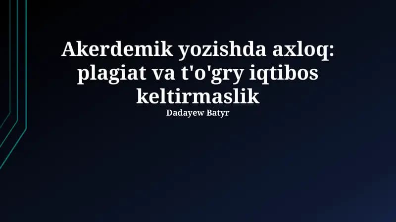 Manbalarni to'g'ri keltirishning ahamiyati