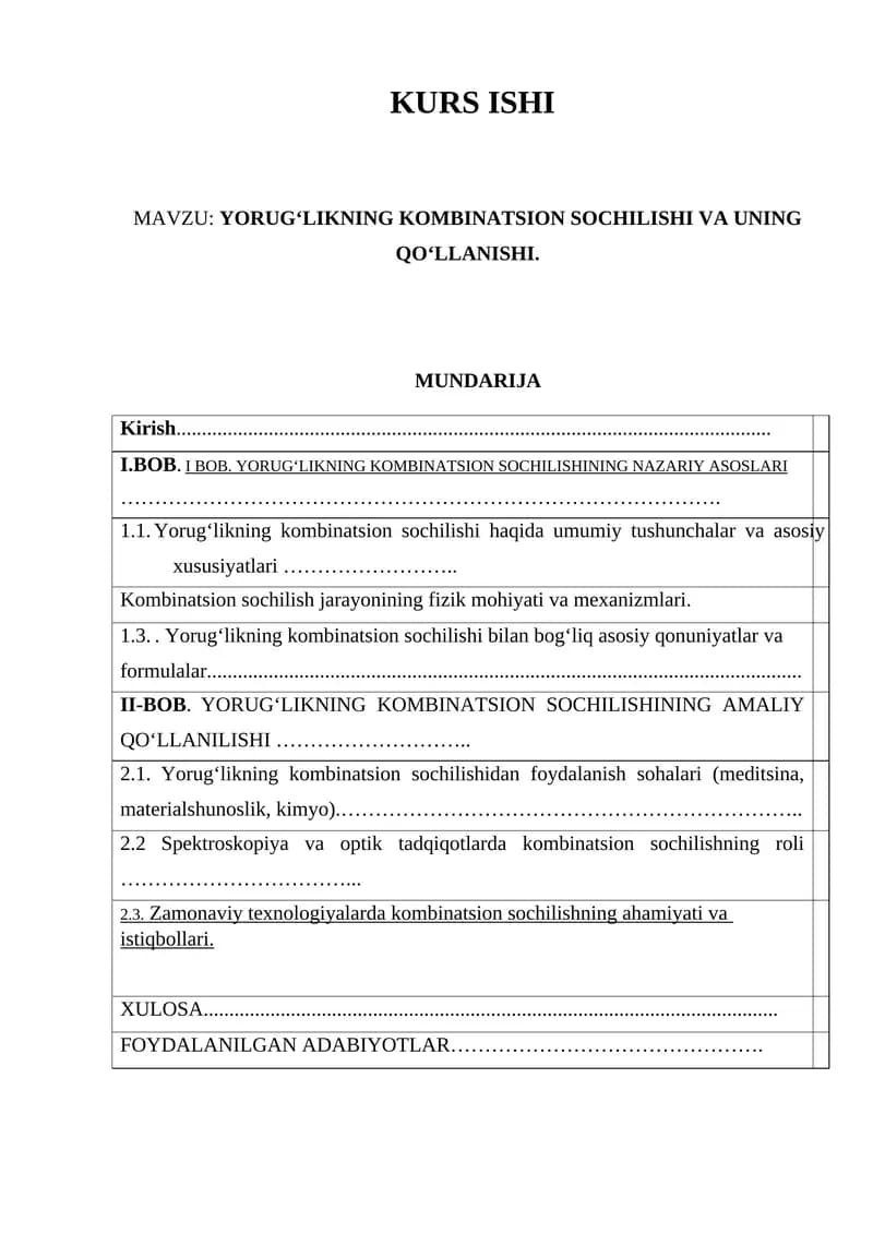 Yorug‘likning kombinatsion sochilishi