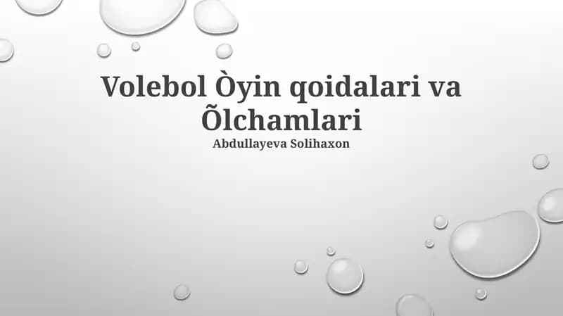 Volebol Òyin qoidalari va Õlchamlari