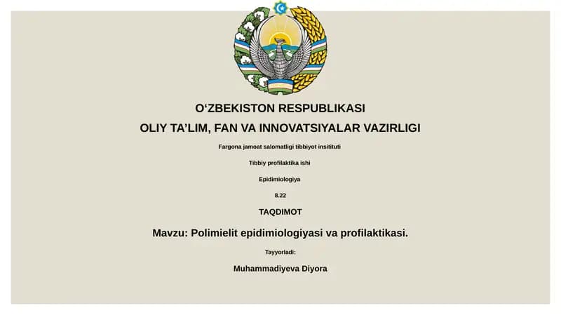 Polimielit epidimiologiyasi va profilaktikasi