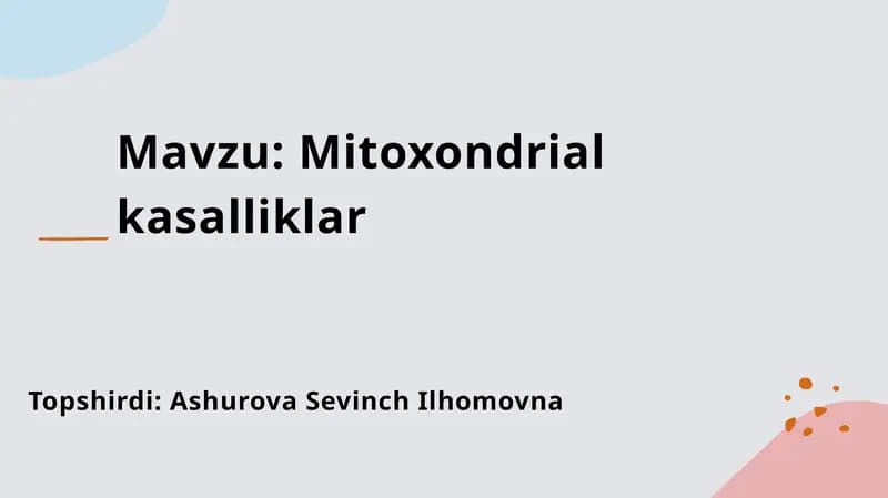Mitoxondrial kasalliklar