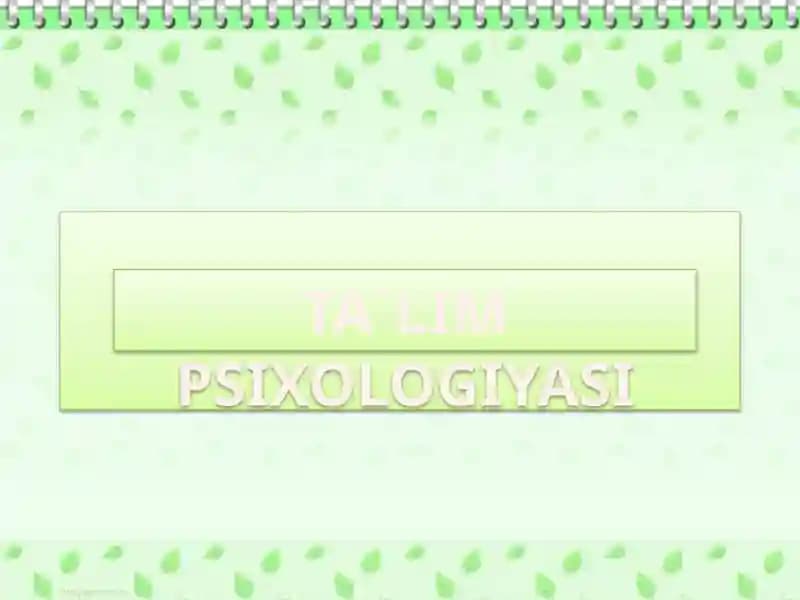 Ta`lim Psixologiyasi