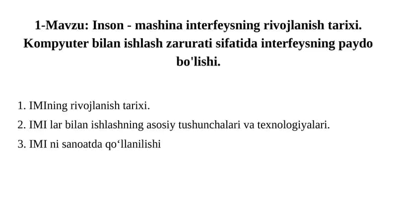 Inson-mashina interfeysning rivojlanishi