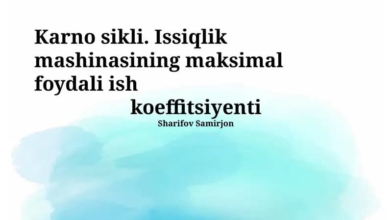 Karno sikli va issiqlik dvigatellari