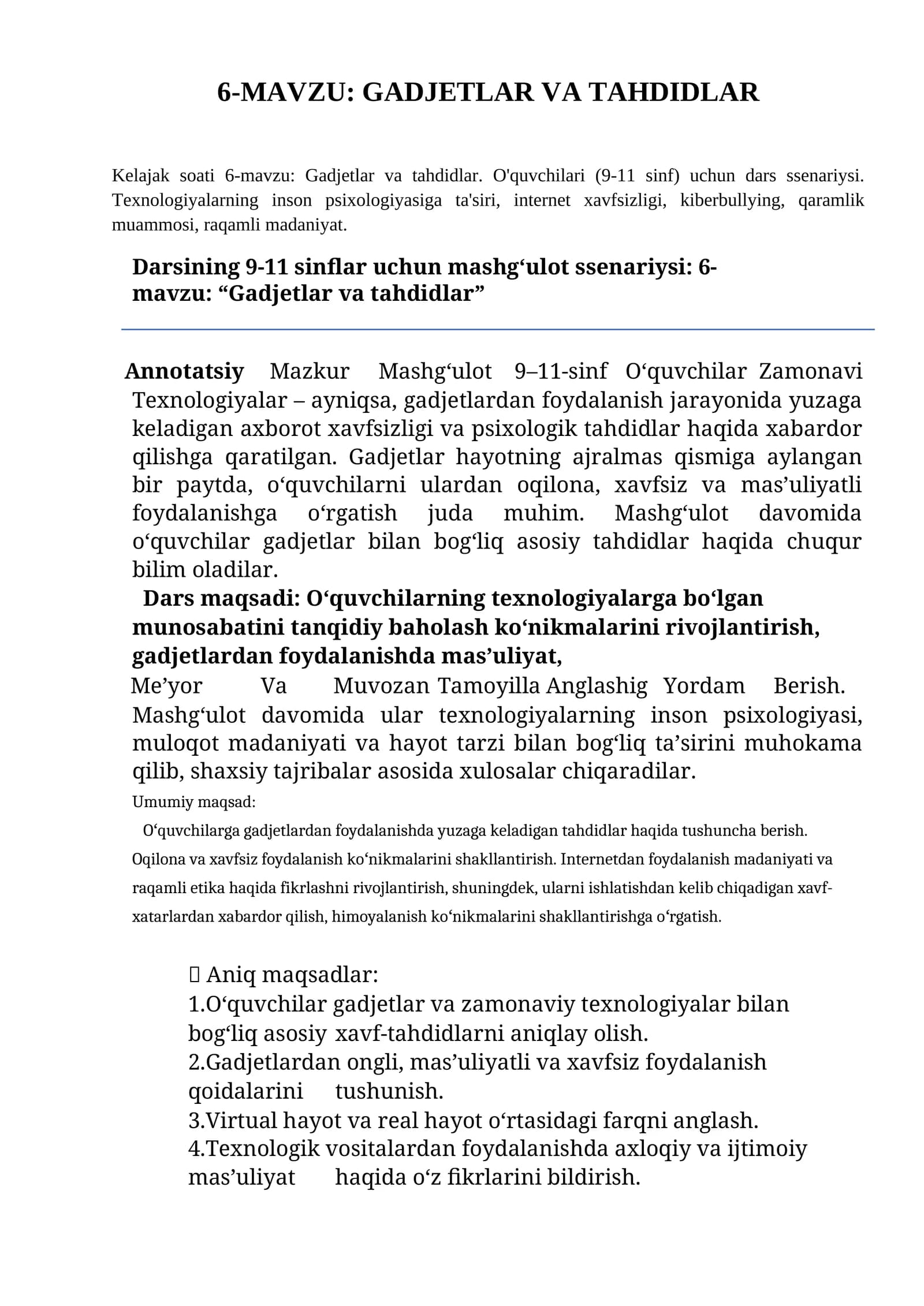 Gadjetlar va tahdidlar