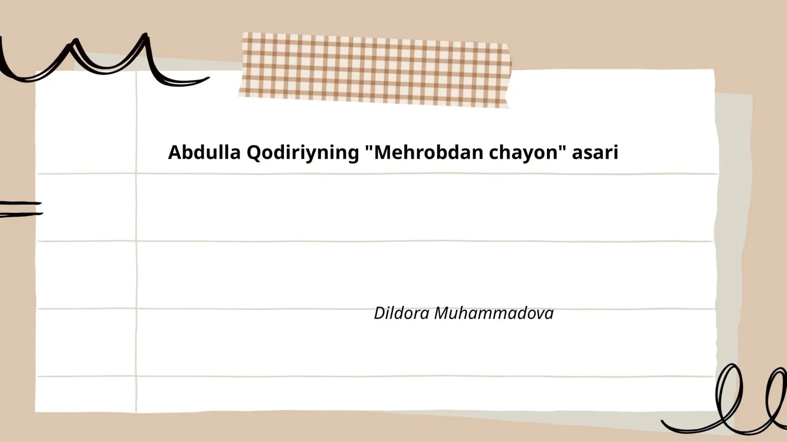 "Mehrobdan chayon" asari
