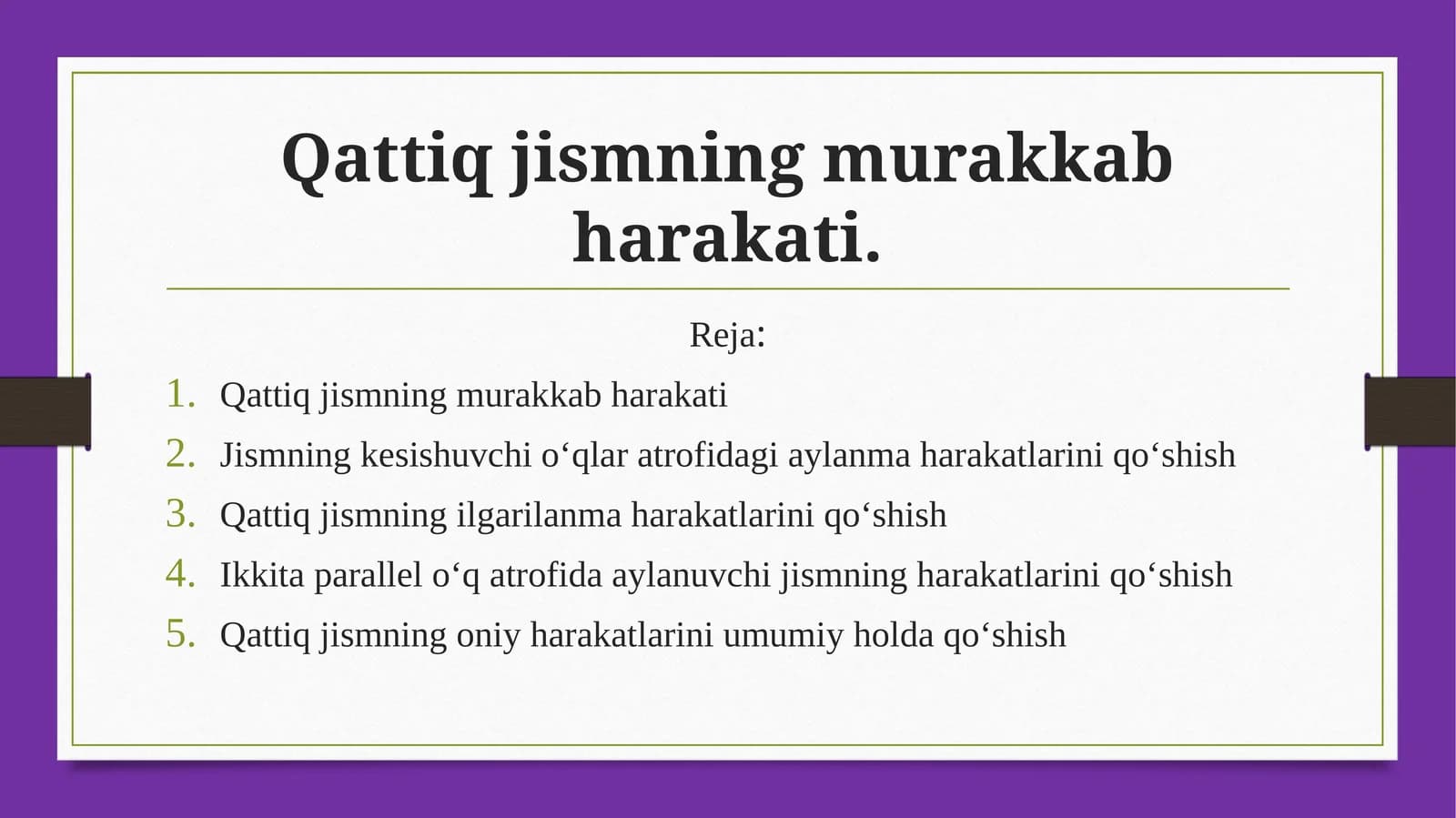 Qattiq jismning murakkab harakati