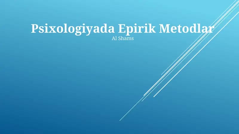 Psixologiyada Epirik Metodlar