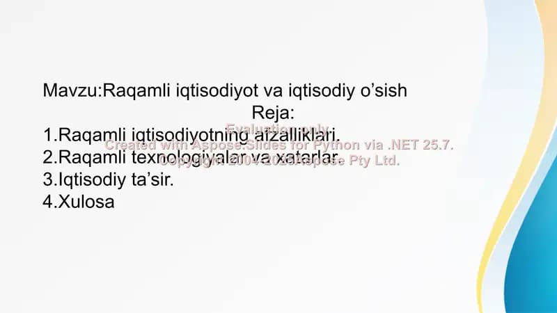 Raqamli iqtisodiyot va iqtisodiy o’sish