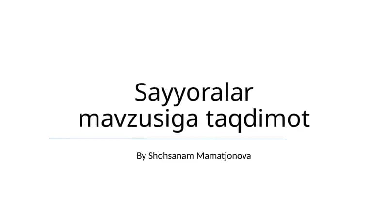 Sayyoralar mavzusiga taqdimot