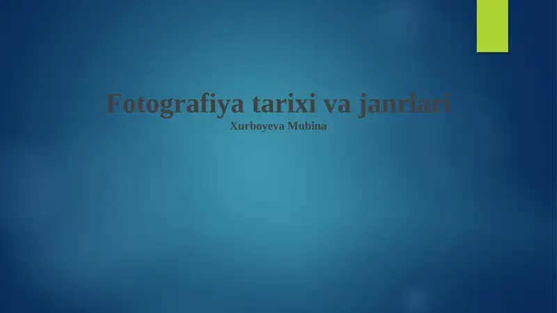 Fotografiya tarixi va janrlari