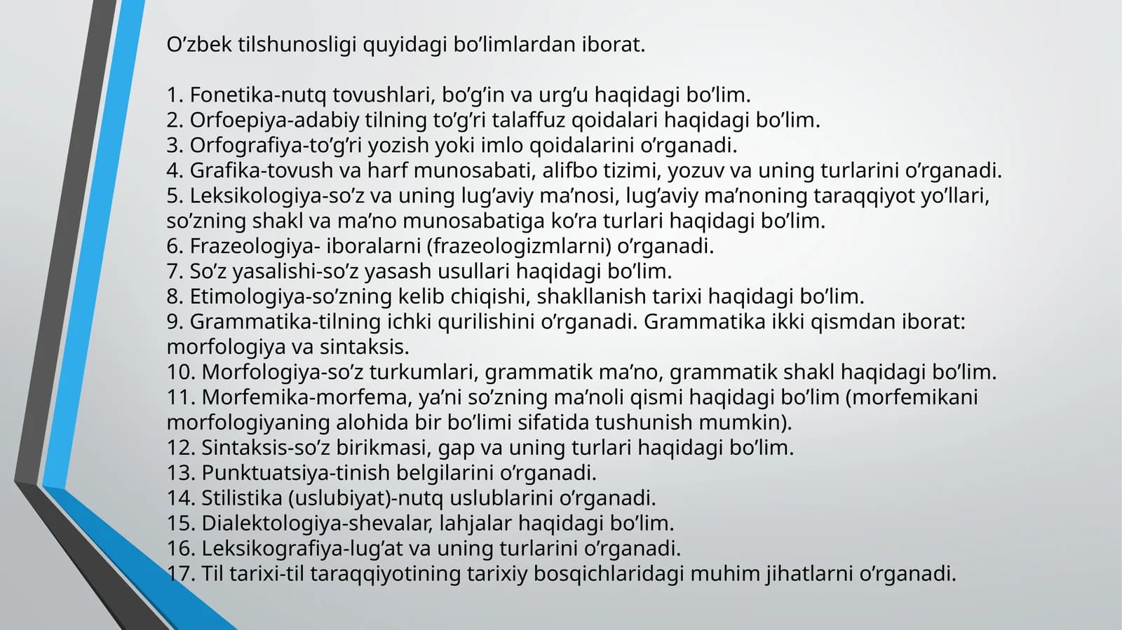 O'zbek tilshunosligi (Uzbek Linguistics)