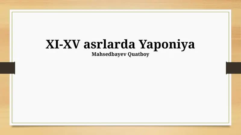XI-XV asrlarda Yaponiya