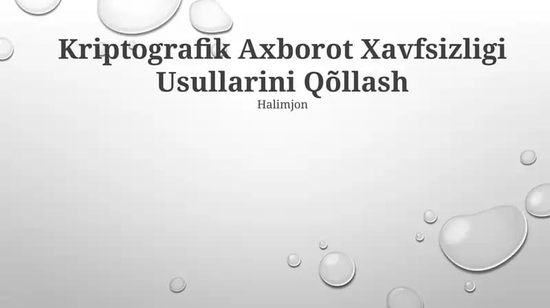 Kriptografik Axborot Xavfsizligi Usullarini Qõllash
