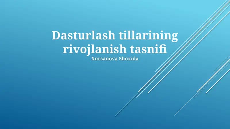 Dasturlash Tillarining Rivojlanish Tasnifi