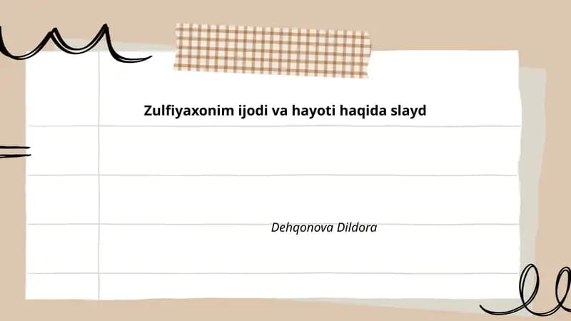 Zulfiyaxonim ijodi va hayoti haqida slayd