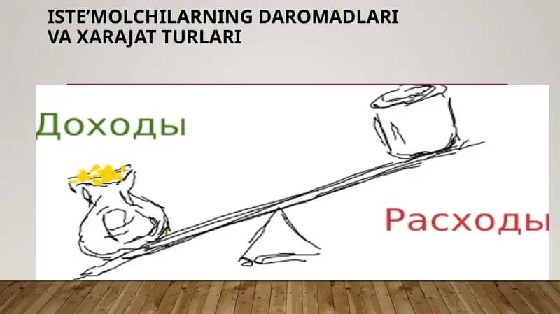 ISTE’MOLCHILARNING DAROMADLARIVA XARAJAT TURLARI