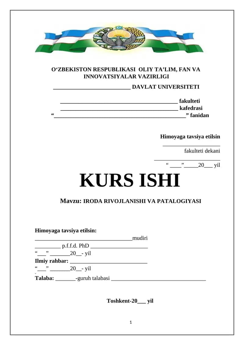 IRODA RIVOJLANISHI VA PATOLOGIYASI