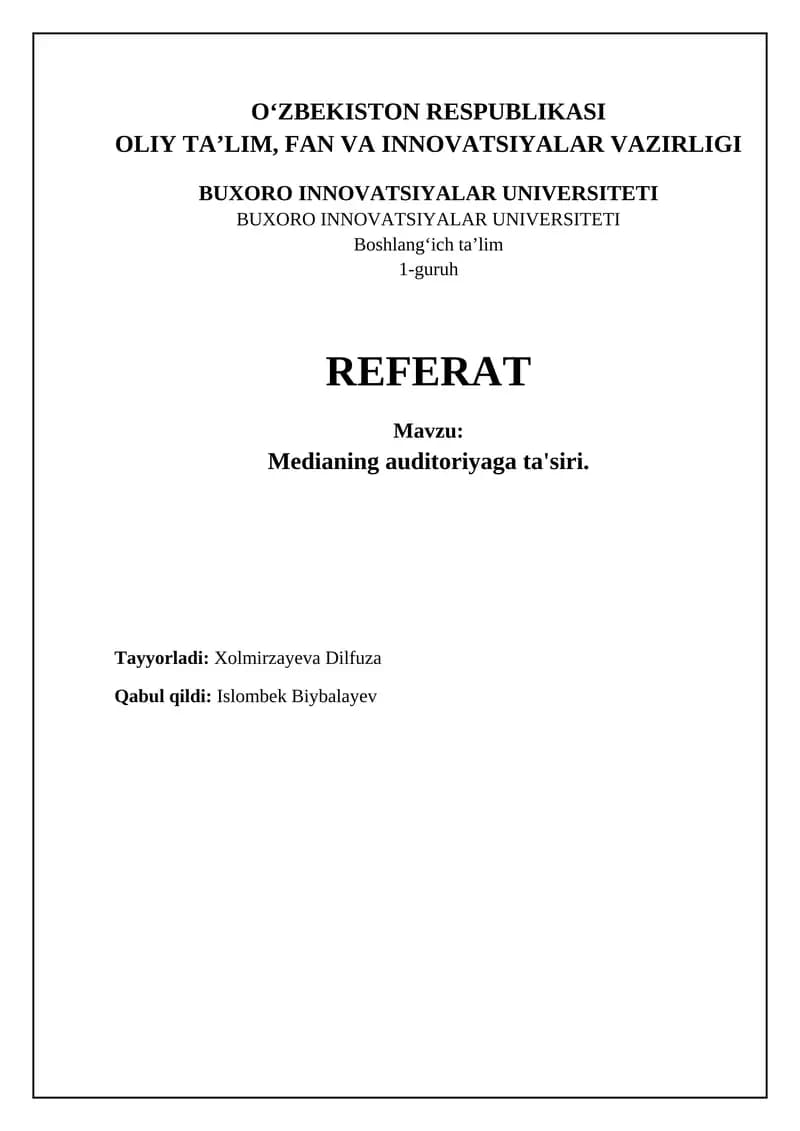 Medianing auditoriyaga ta'siri