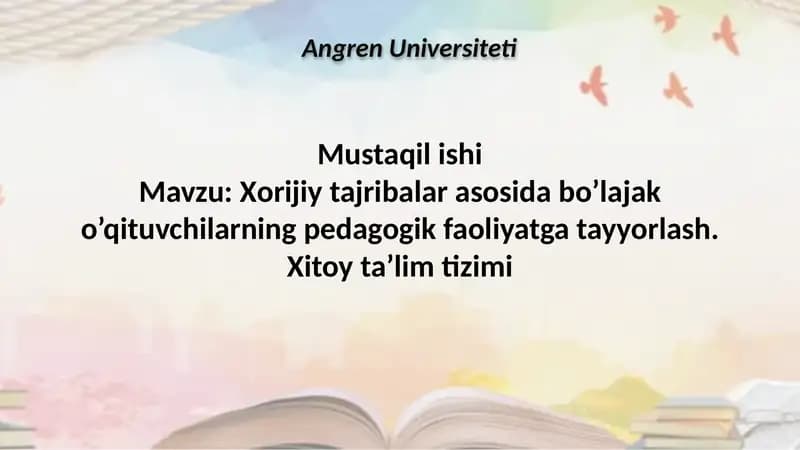 Xitoyta`limtizimi rivojlantiqo`chimata'limga