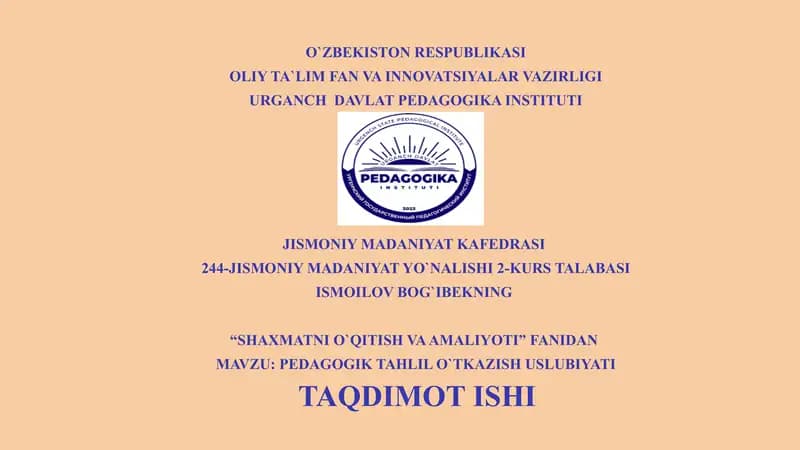 SHAXMAT DONALARINI YURISHI URIB OLISHI