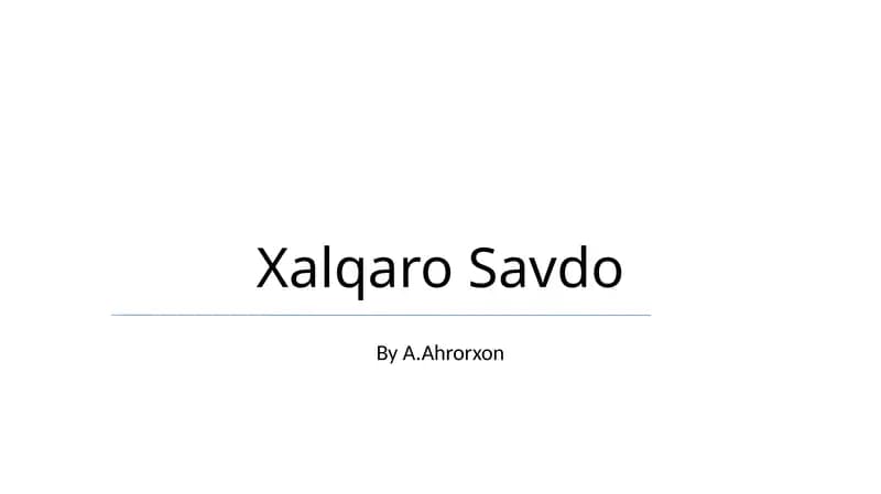 Xalqaro Savdo