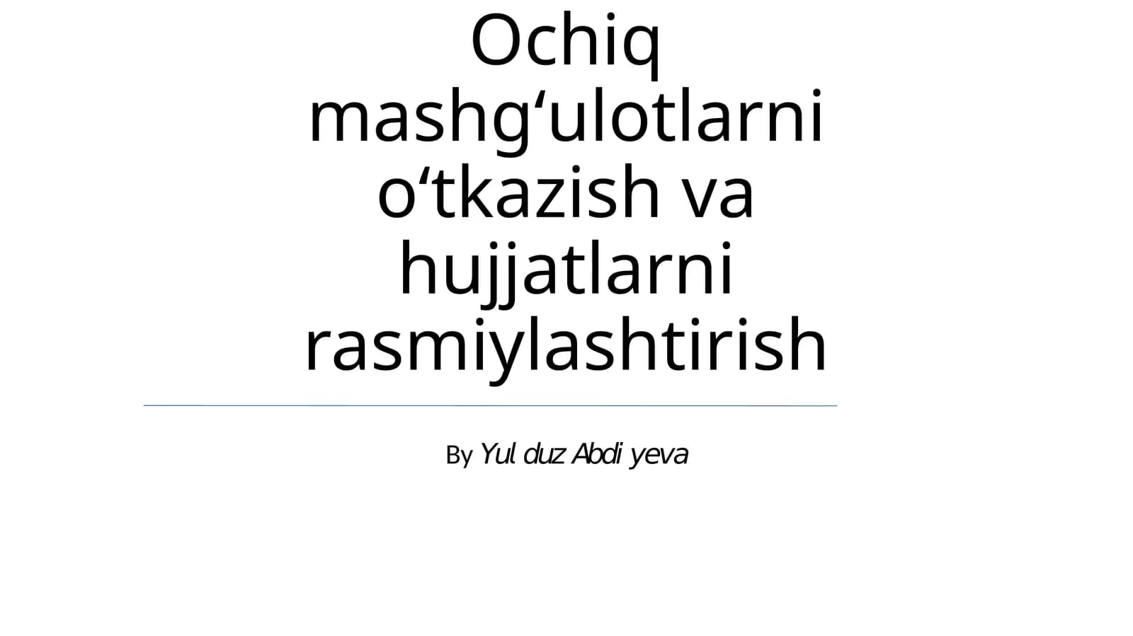 Ochiq Mashg'ulot Rejasi