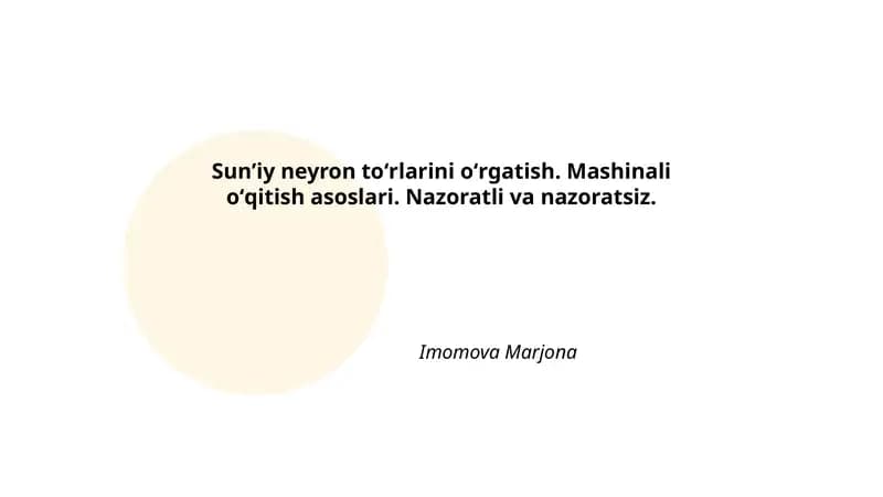 Sunʼiy neyron toʻrlarini oʻrgatish