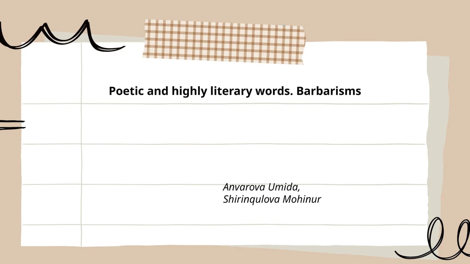 Poetic and Highly Literary Words vs. Barbarisms