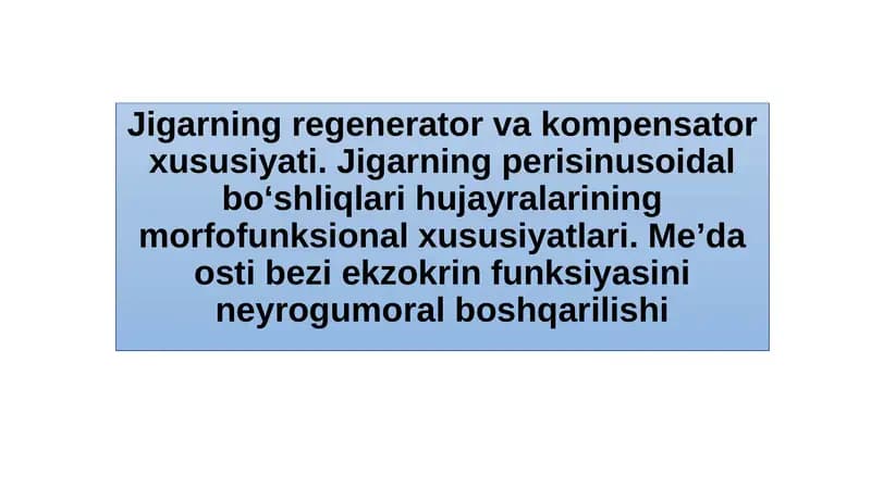 Jigar regenerator va kompensatori