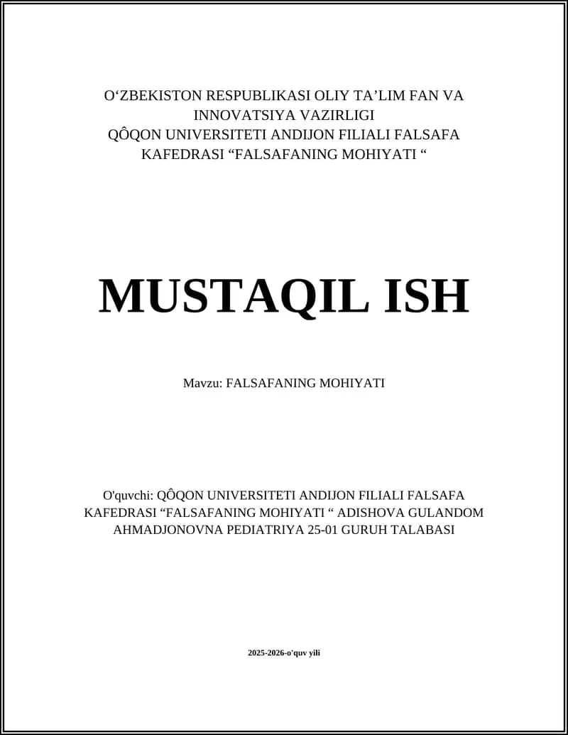 Falsafaning Mohiyati