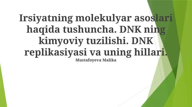 DNK Replikatsiyasi Mexanizmlari