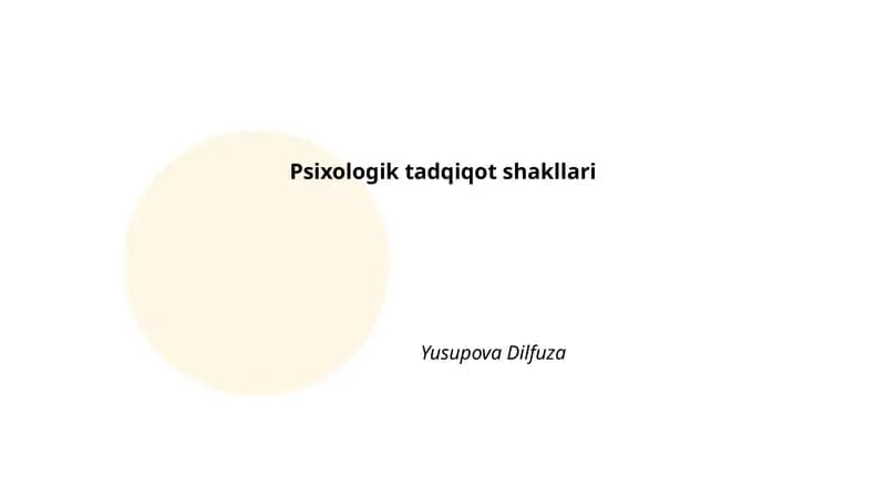 Psixologik tadqiqot shakllari