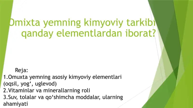 Omixta Yem kimyoviy tarkibi