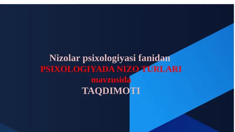 Nizolar psixologiyasi fanidan