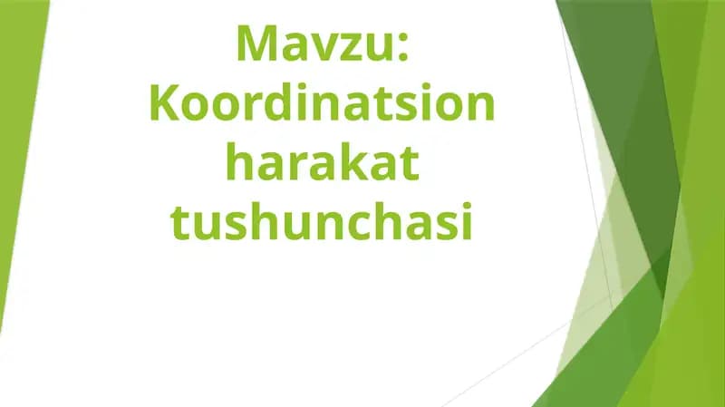 Koordinatsion harakat tushunchasi
