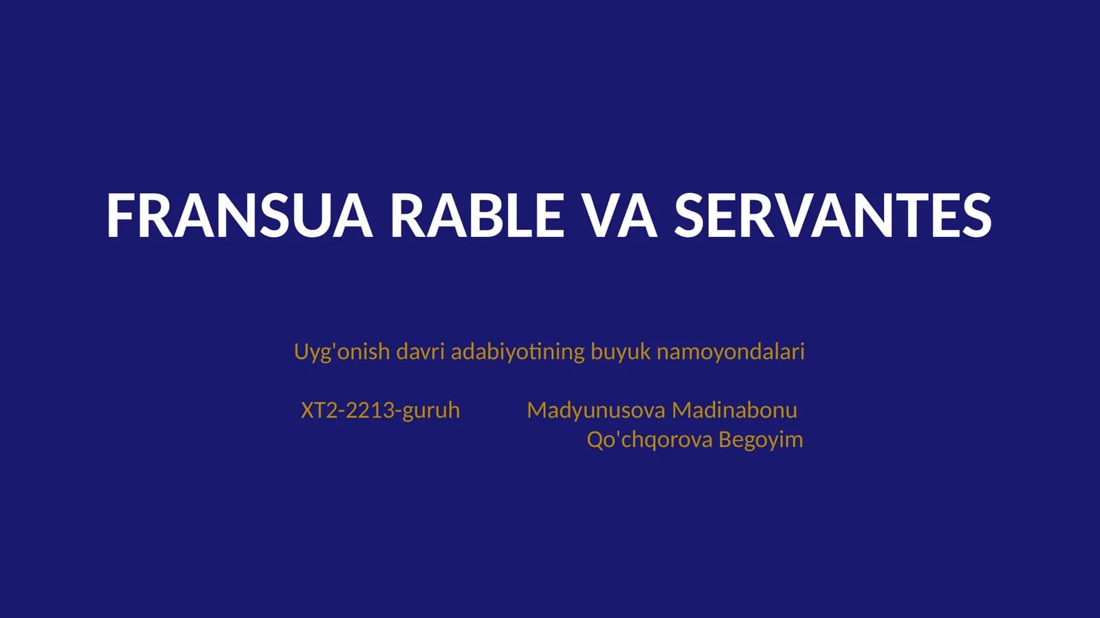 UYG'ONISH DAVRI ADABIYOTI