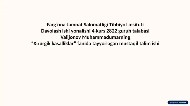 Xirurgik kasalliklar