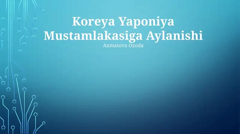 Koreya Yaponiya Mustamlakasiga Aylanishi