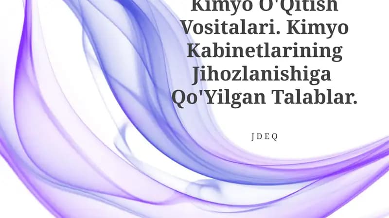 Kimyo O'qitish Vositalari