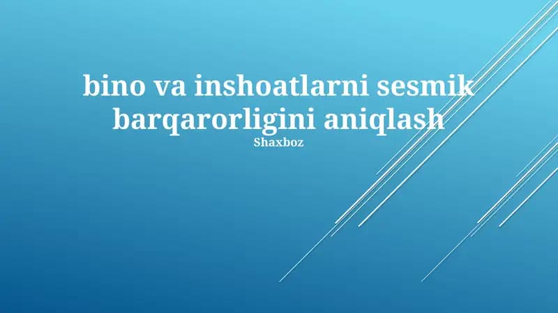 Seysmik Xavflar va Kodlar