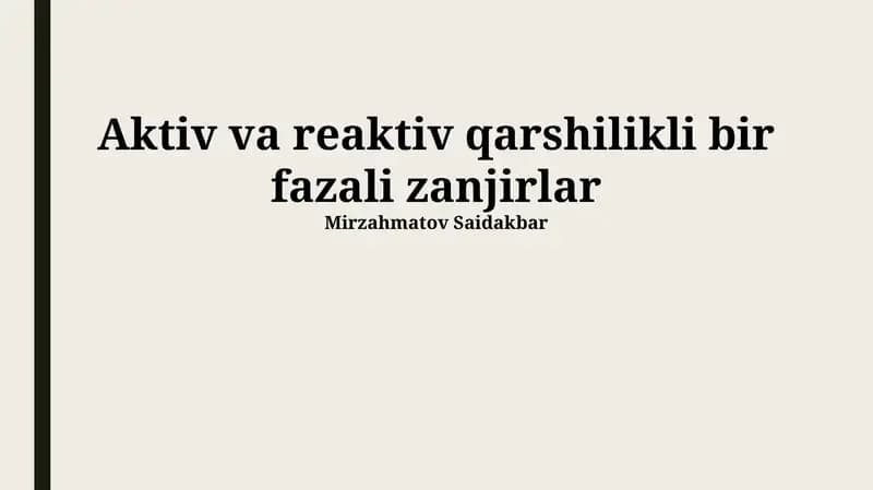 Bir Fazali Zanjirlar