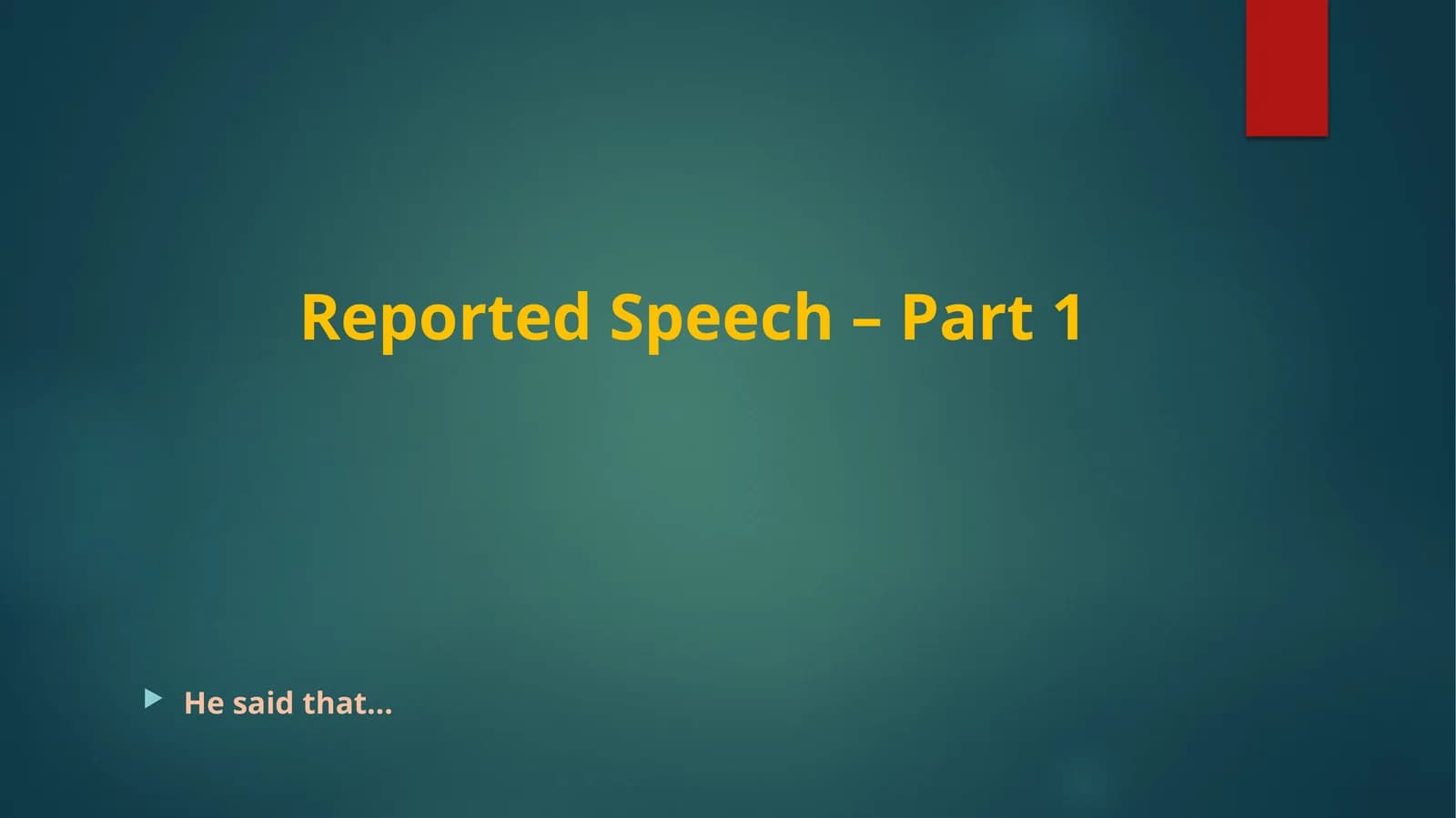 Reported Speech - Part 1