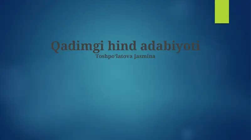 Qadimgi hind adabiyoti