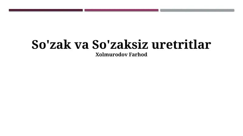 So'zak va So'zaksiz uretritlar