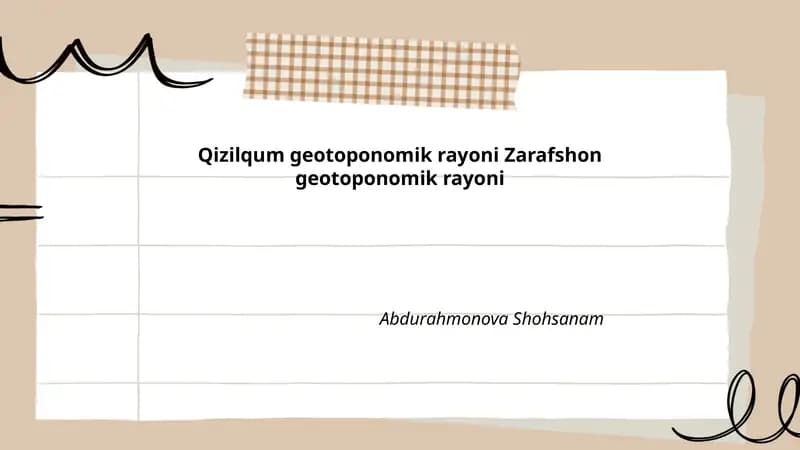 Qizilqum va Zarafshon geotoponomik rayonlari