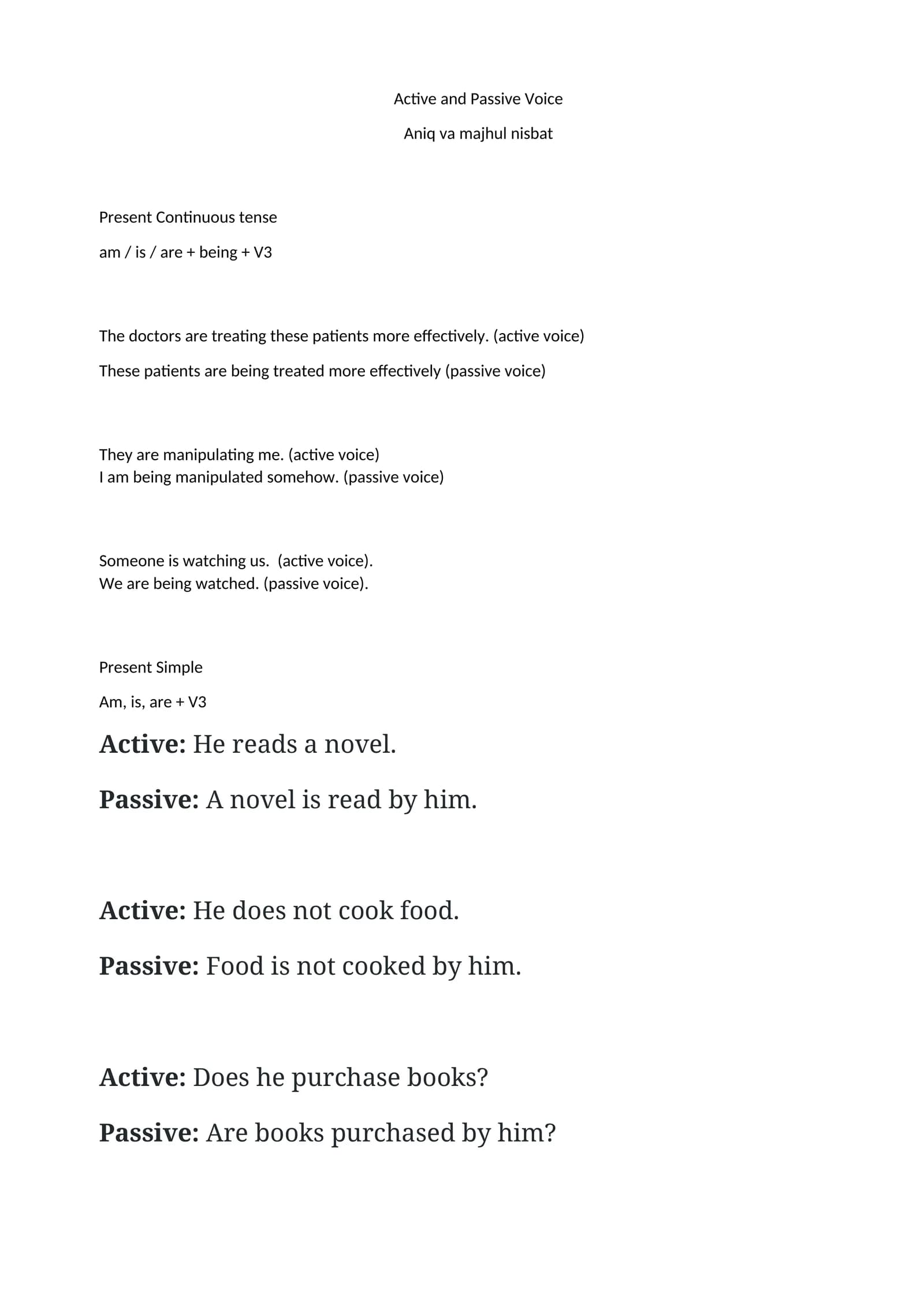 Active and Passive Voice