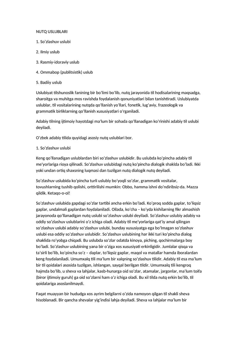 Nutq uslublari