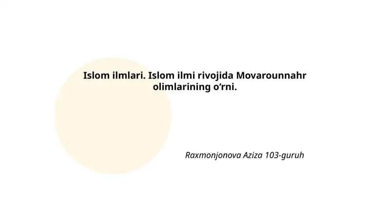 Islom ilmlari
